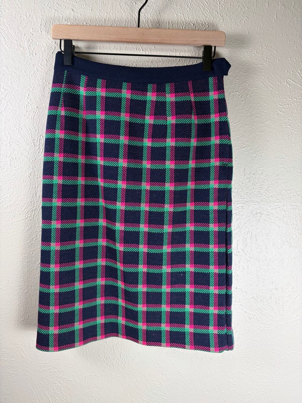 Vintage Gino Paoli Wool Plaid Skirt Size 12 Knee Length Preppy Academia Italy